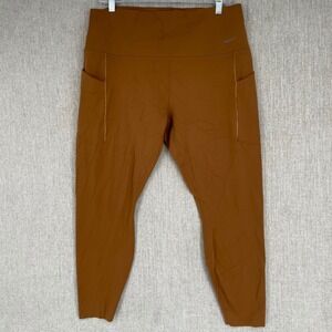 Nike Universa Leggings Womens XXL Brown Dri Fit High Waist 7/8 Activewear Gym